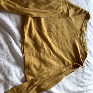 Mustard long sleeve waffle top